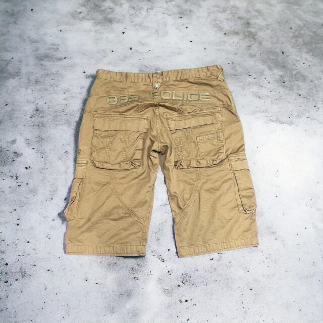 Vintage Y2K Beige Men's Police Utility Cargo Shorts - M