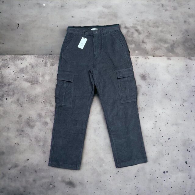 Mens Absent Black Corduroy Cargo Pants - M