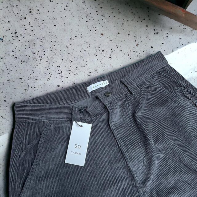 Mens Absent Black Corduroy Cargo Pants - M