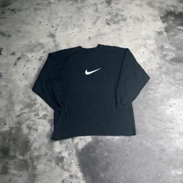Vintage 90s Black Nike Swoosh Embroidered Sweatshirt - XL