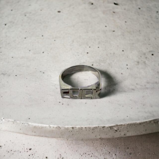 Unisex 'FUCK' Spell Out Silver Metal Ring - Sz 9