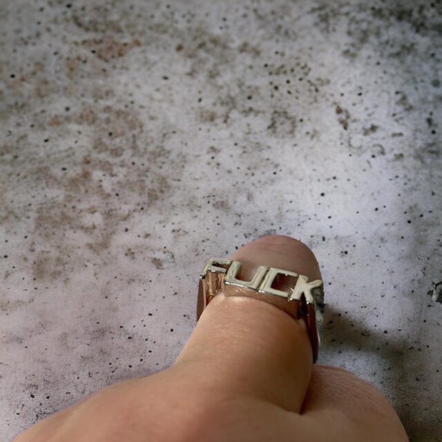Unisex 'FUCK' Spell Out Silver Metal Ring - Sz 9