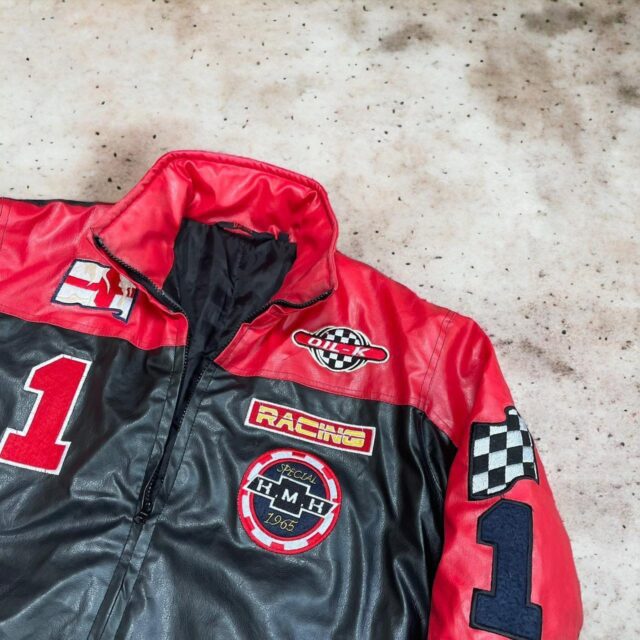 Vintage Y2K Moto Racing Biker Jacket - M