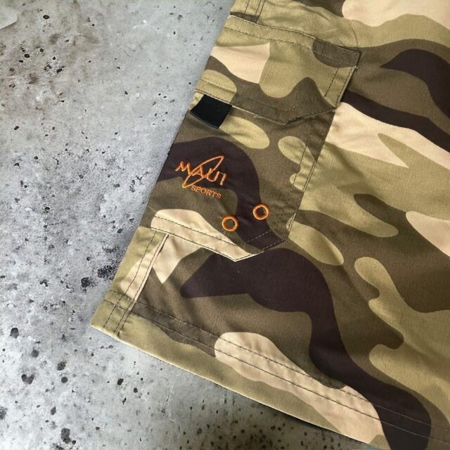 Vintage Camo Print Maui Sports Swim Shorts - XL