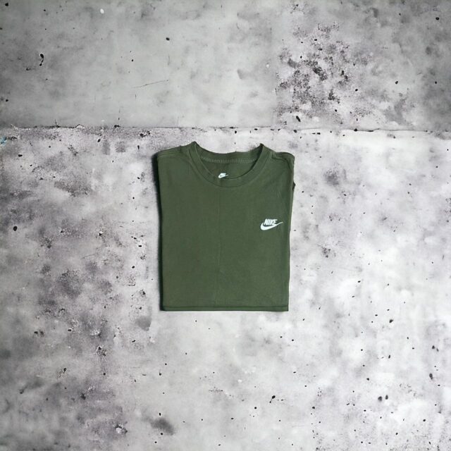 Men's Khaki Green Nike Embroidered Spell Out Tshirt - M
