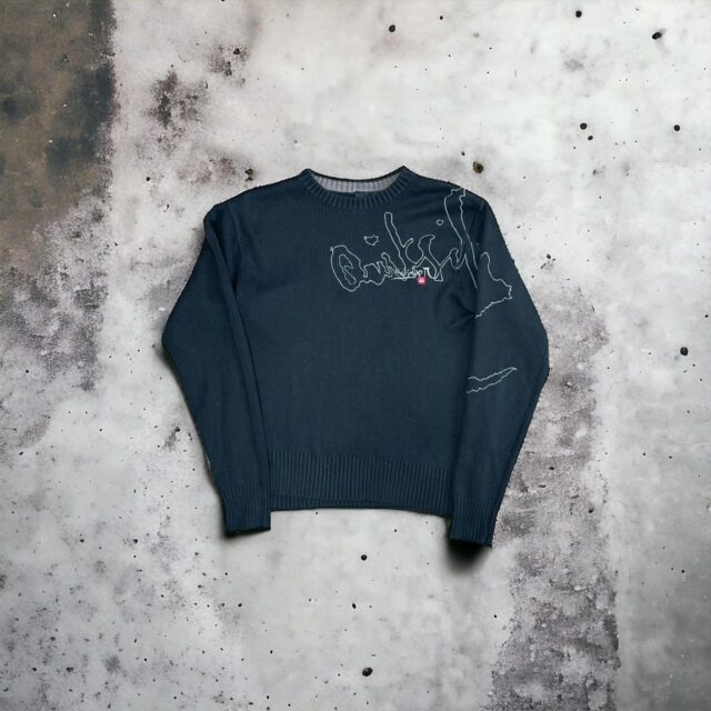Men's Vintage Y2K Black Knitted Quiksilver Jumper - S