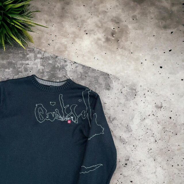 Men's Vintage Y2K Black Knitted Quiksilver Jumper - S