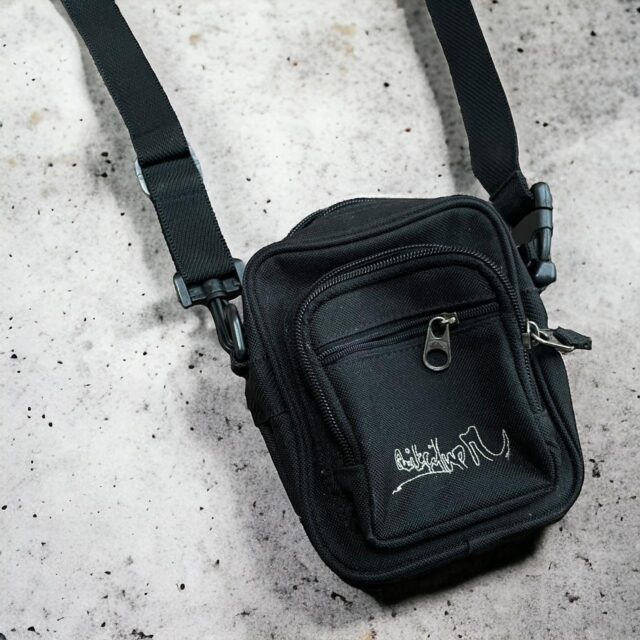 Black Quiksilver Embroidered Spell Out Mini Shoulder Bag
