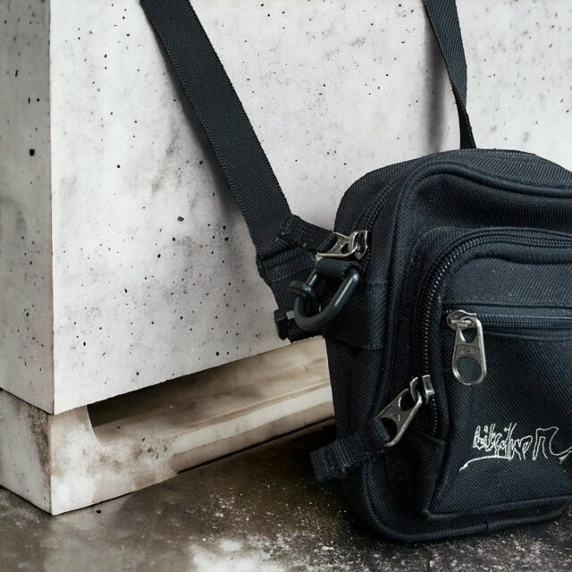 Black Quiksilver Embroidered Spell Out Mini Shoulder Bag