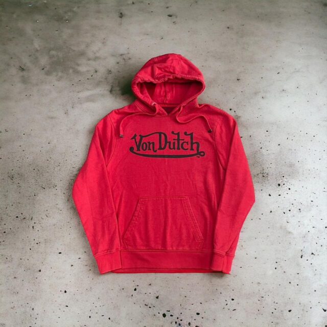 Men's Y2K Red Von Dutch Spell Out Hoodie - L