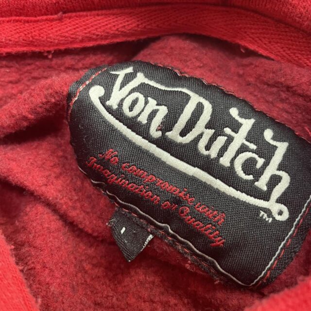 Men's Y2K Red Von Dutch Spell Out Hoodie - L