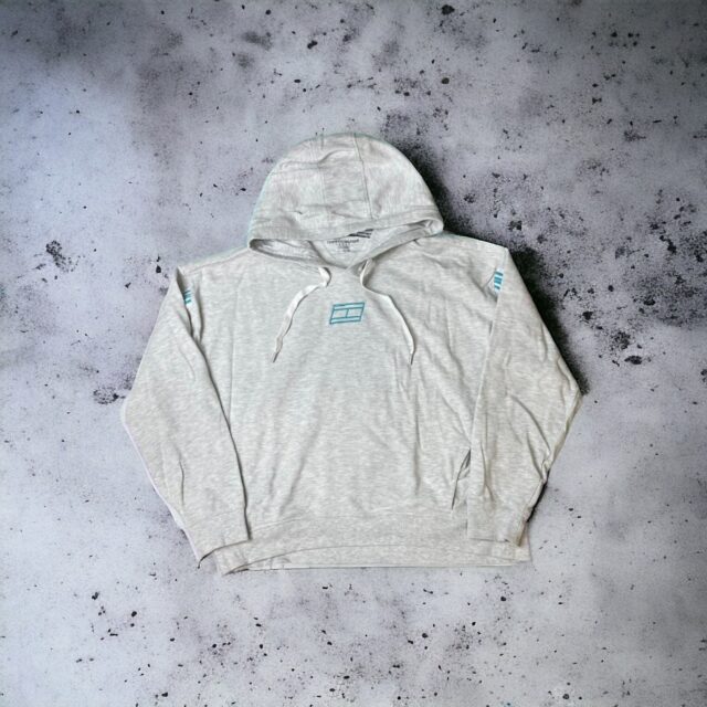 Ladies Grey Tommy Hilfiger Sport Logo Embroidered Hoodie - XL
