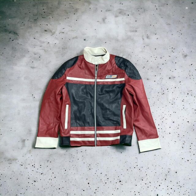 Vintage Men's Y2K Faux Leather Moto Bike Jacket - M