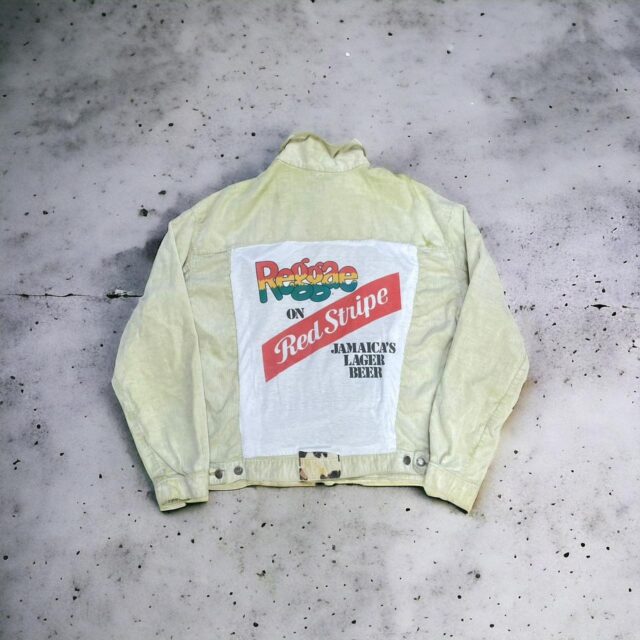 Vintage 90s Reworked Corduroy Red Stripe Reggae Jacket - XL