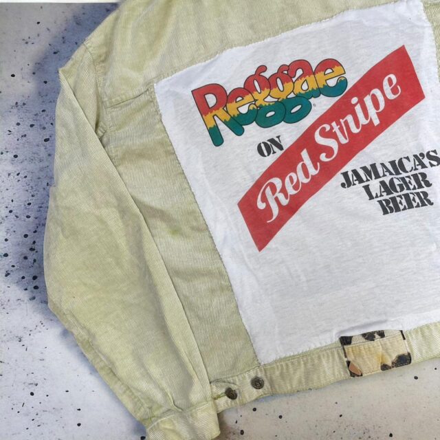 Vintage 90s Reworked Corduroy Red Stripe Reggae Jacket - XL