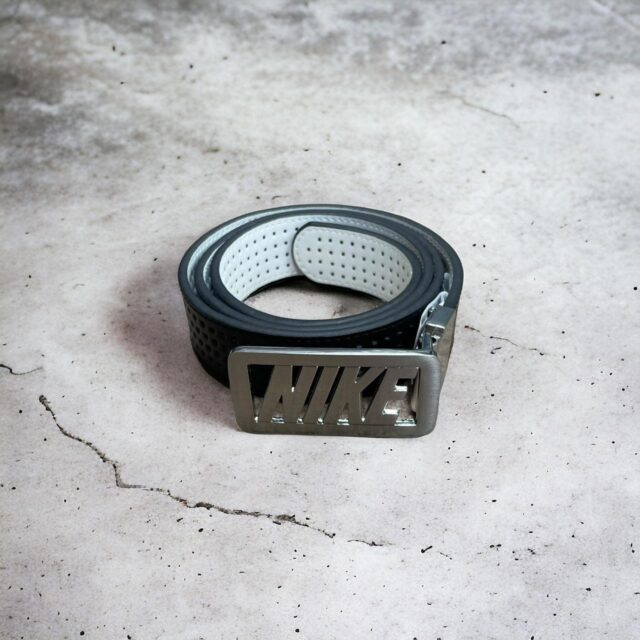 Vintage Y2K Black Nike Spell Out Leather Belt