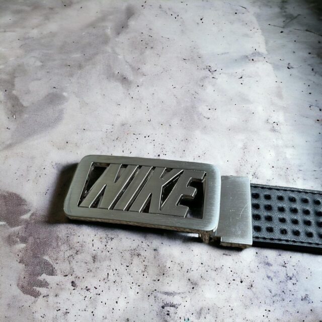 Vintage Y2K Black Nike Spell Out Leather Belt