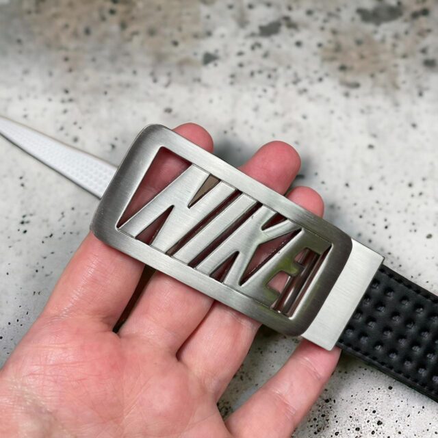 Vintage Y2K Black Nike Spell Out Leather Belt