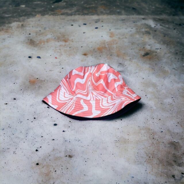 Unisex Pastel Peach Wave Patterned Bucket Hat