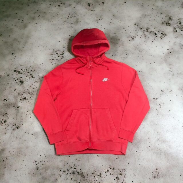 Men's Red Nike Zip Up Hoodie - M