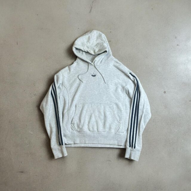 Unisex Grey Embroidered Trefoil Adidas Hoodie - M