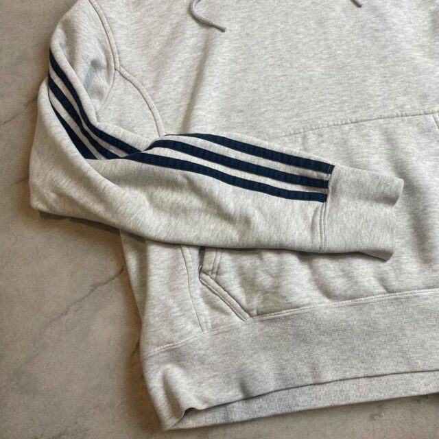 Unisex Grey Embroidered Trefoil Adidas Hoodie - M