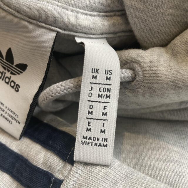 Unisex Grey Embroidered Trefoil Adidas Hoodie - M