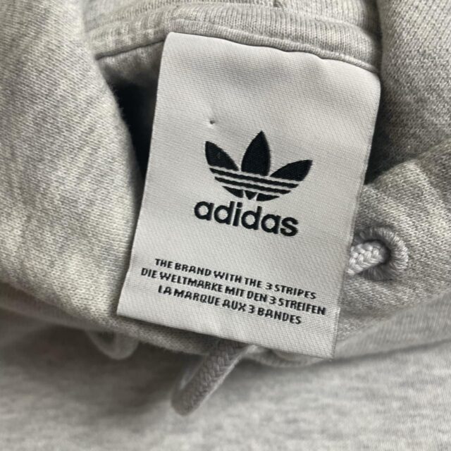 Unisex Grey Embroidered Trefoil Adidas Hoodie - M