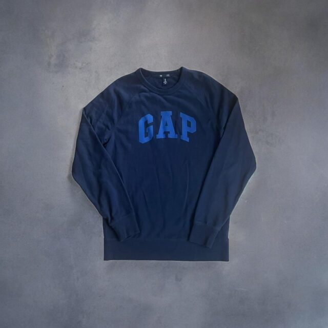 Men's Y2K Navy Blue Gap Spell Out Sweatshirt - M