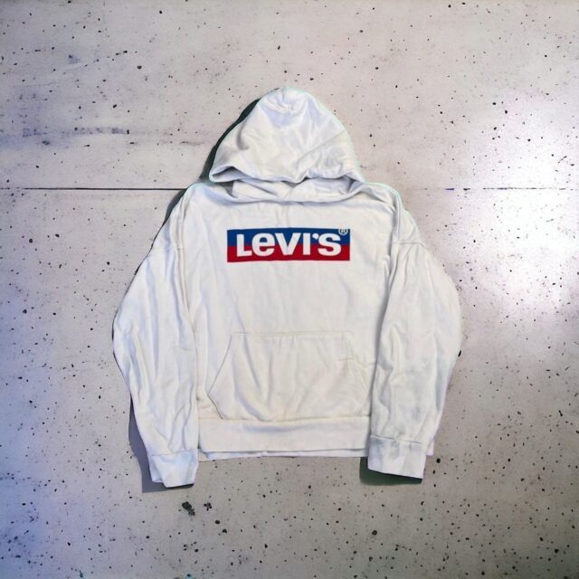 Men's Y2K Levi's Spell Out White Hoodie - S