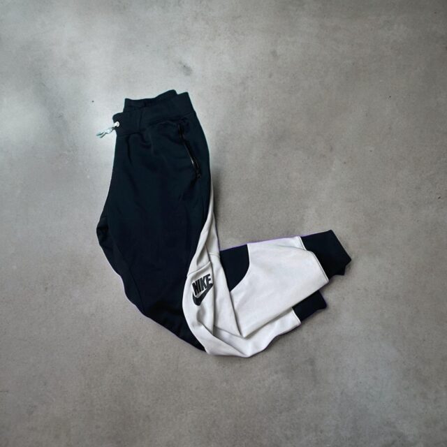 Ladies Black x White Nike Spell Out Joggers - M