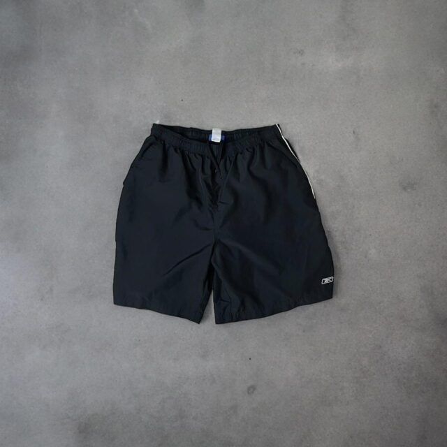 Men's Vintage Black x White Y2K Reebok Swim Shorts - XL