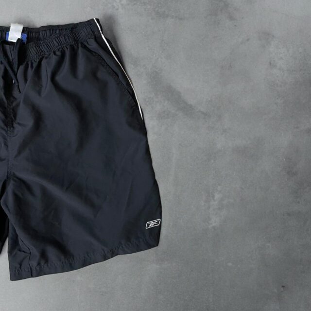 Men's Vintage Black x White Y2K Reebok Swim Shorts - XL