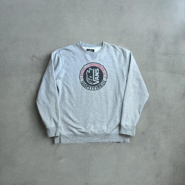 Men's Vans x Spitfire Wheels Spell Out Grey Sweatshirt - XL