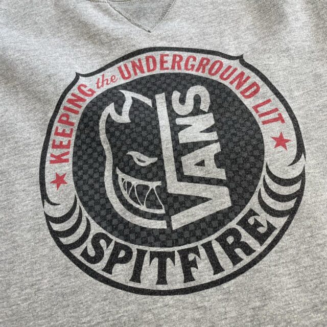 Men's Vans x Spitfire Wheels Spell Out Grey Sweatshirt - XL