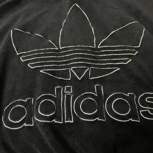 Ladies Black Velour Cropped Adidas Embroidered Spell Out Hoodie - S