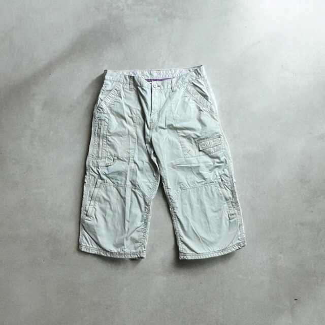 Vintage Mens Beige Utility 3/4 Cargo Shorts - M