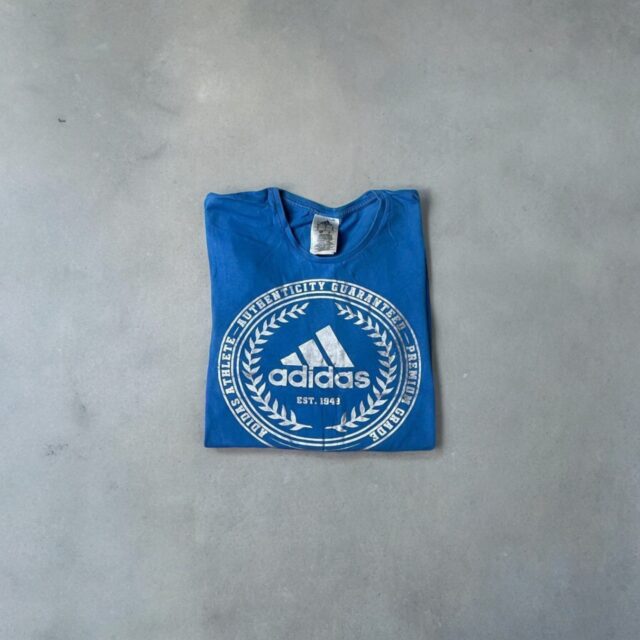 Men's Blue Adidas Spell Out Tshirt - S