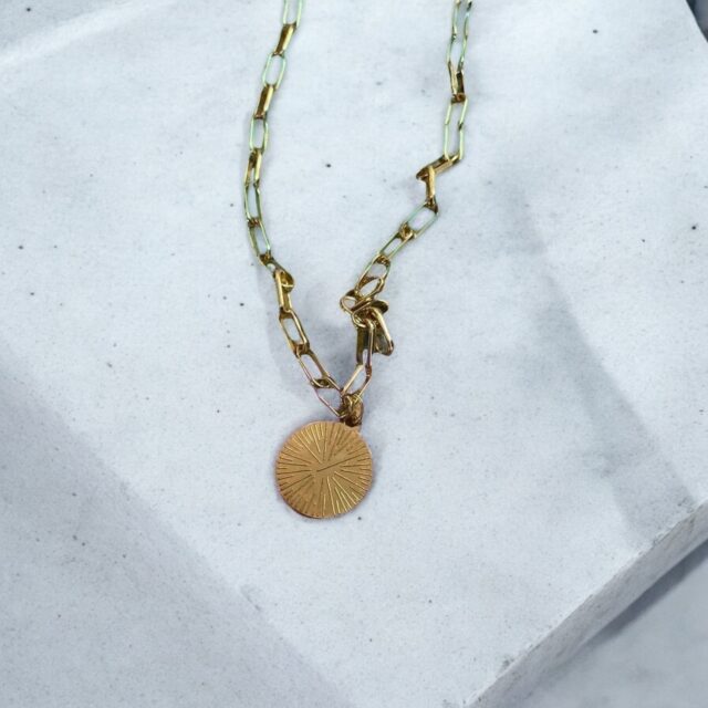 Chunky Metal Smiley Face Chain Necklace