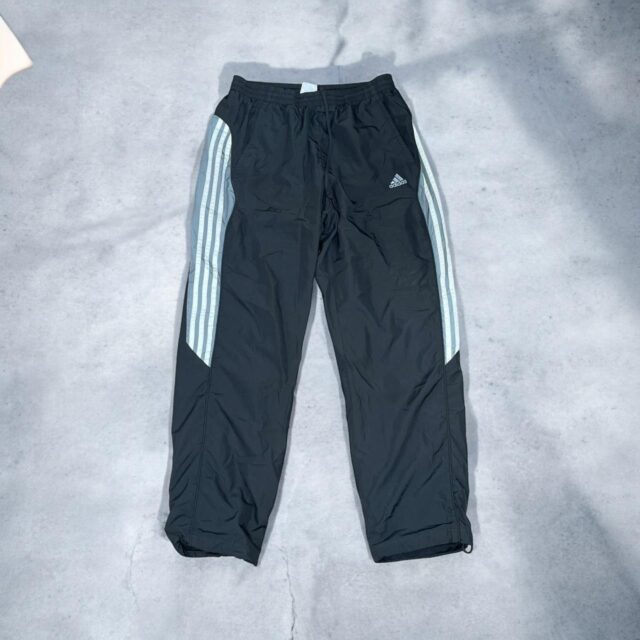 Mens Vintage Y2K Black Adidas Tracksuit Bottoms - L