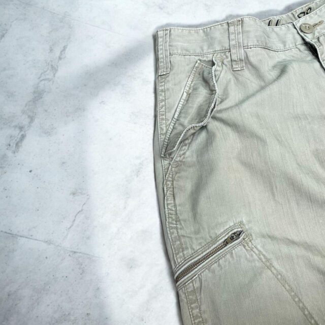 Mens Baggy Y2K Light Khaki Cargo Jeans - 36"