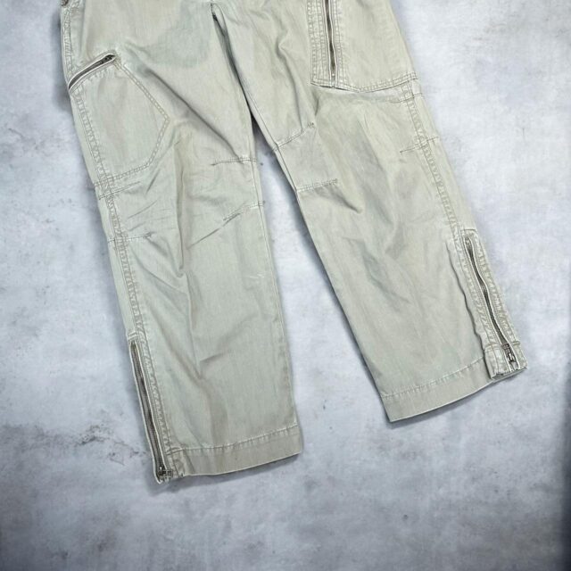 Mens Baggy Y2K Light Khaki Cargo Jeans - 36"