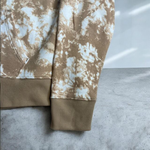 Ladies Beige Tie Dyed Champion Embroidered Spell Out Hoodie - L