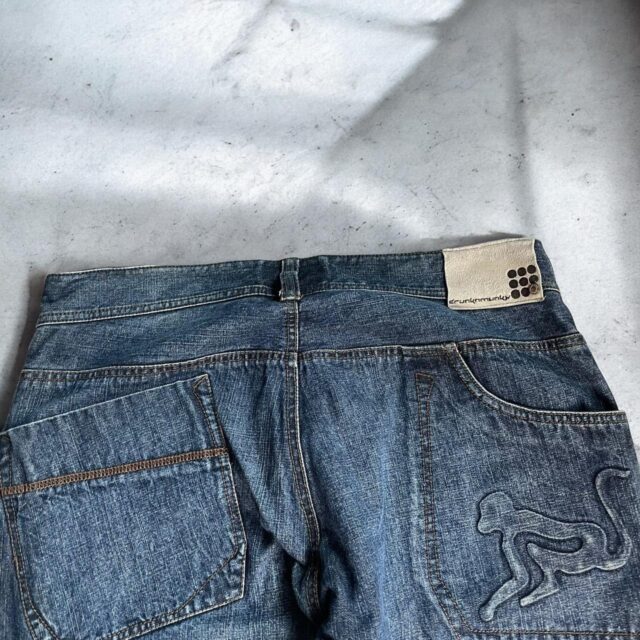Mens Vintage Baggy Y2K Hip Hop Drunkn Munky Jeans - 34"