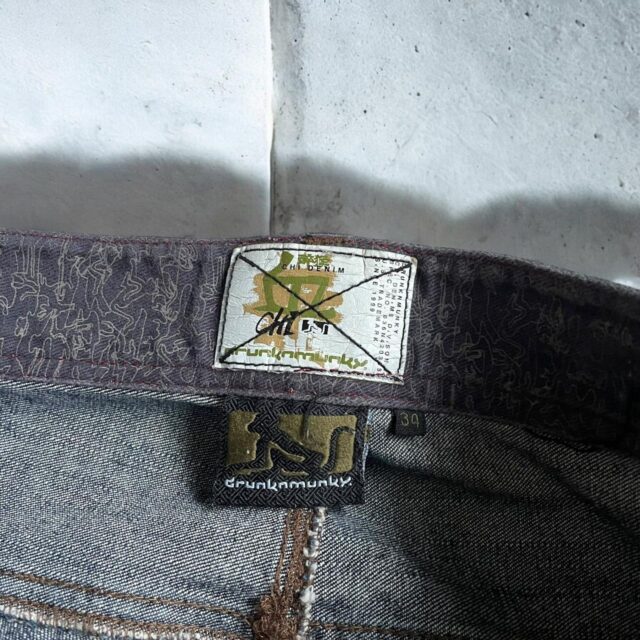 Mens Vintage Baggy Y2K Hip Hop Drunkn Munky Jeans - 34"