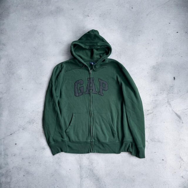Vintage Y2K Mens Green Gap Zip Up Hoodie - XL