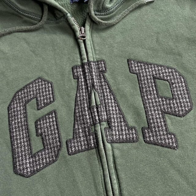 Vintage Y2K Mens Green Gap Zip Up Hoodie - XL