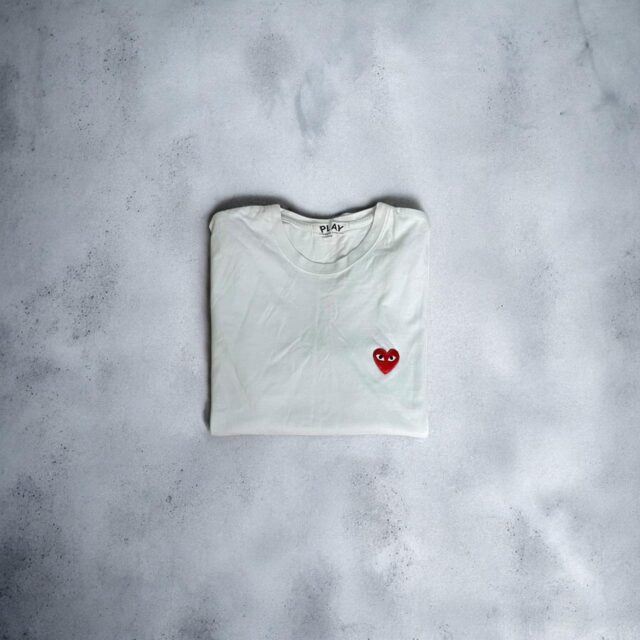 Men's White PLAY Comme Des Garcons Tshirt - S