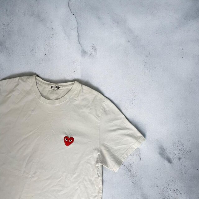 Men's White PLAY Comme Des Garcons Tshirt - S