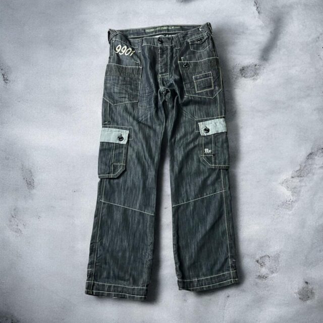 Mens Vintage Baggy Y2K Cargo Jeans - 34"